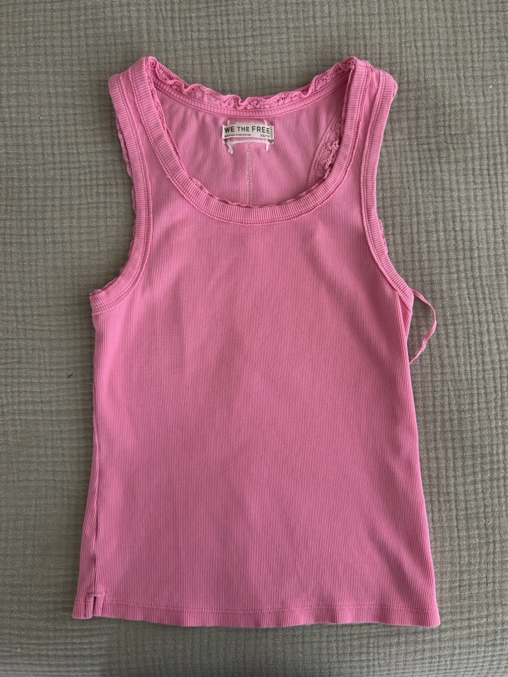 Free People Pink lace trim tank